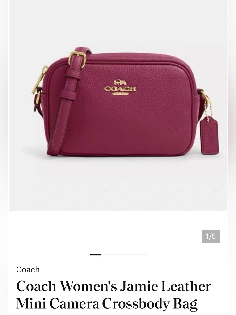 Coach Pebbled Leather Mini Crossbody - Plum Berry
